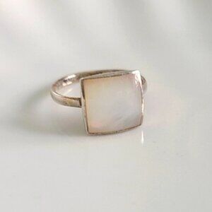 Vintage Sterling Silver 925 Dainty Feminine Classic Square Pearl Ring Size 6